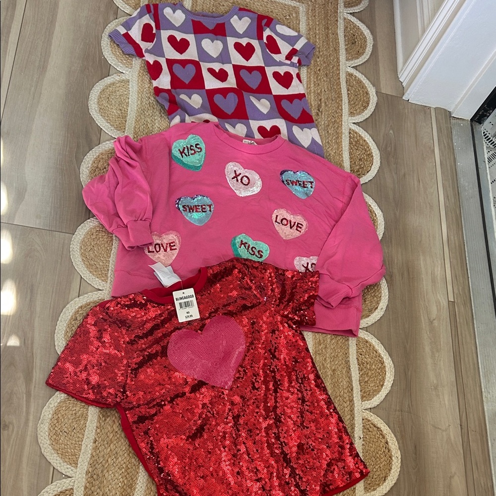 Nordstrom Pink and Red Heart Short Sleeve Tops